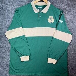 Chicago White Sox Polo Rugby Shirt Men's XL Green St Patrick's Day Miller Lite